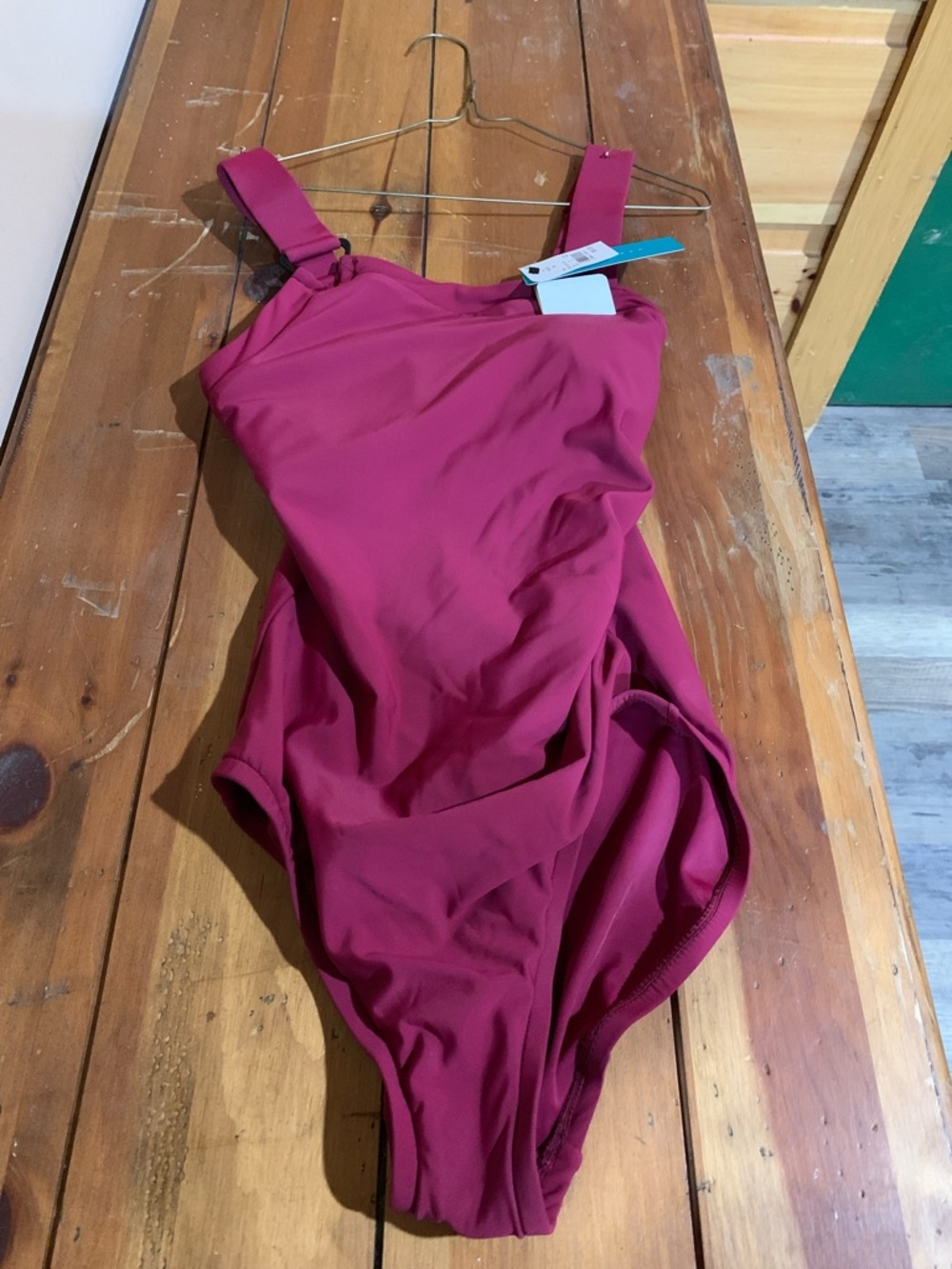Aqua Green Deep pink  One-Piece Swimsuit